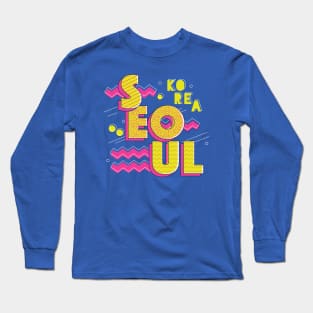 Retro 90s Seoul, South Korea Long Sleeve T-Shirt